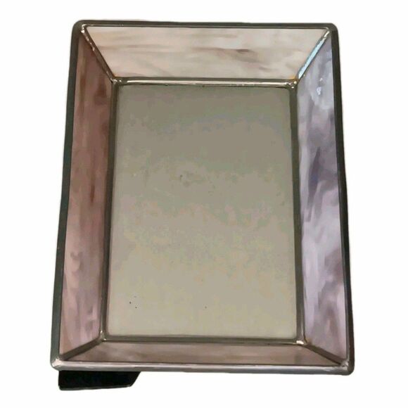 Vintage Light Purple Slag Stained Glass Photo Frame 7.5" x 6.5" Fits 4" x 6" - Picture 2 of 14